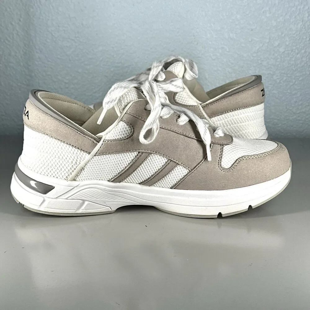 Zeba Shoes Women's Size  9.5 White Sand Hands Free Lace Up Sneakers - Picture 9 of 16
